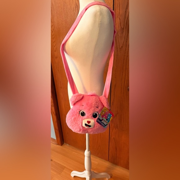 NWT Care Bears Cheer Pink Plush Crossbody Bag Zipper Closure Soft - Picture 3 of 9